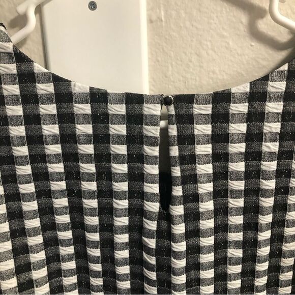 Jules & Leopold Black White Checkered Short Sleeve Blouse LARGE - Picture 5 of 6